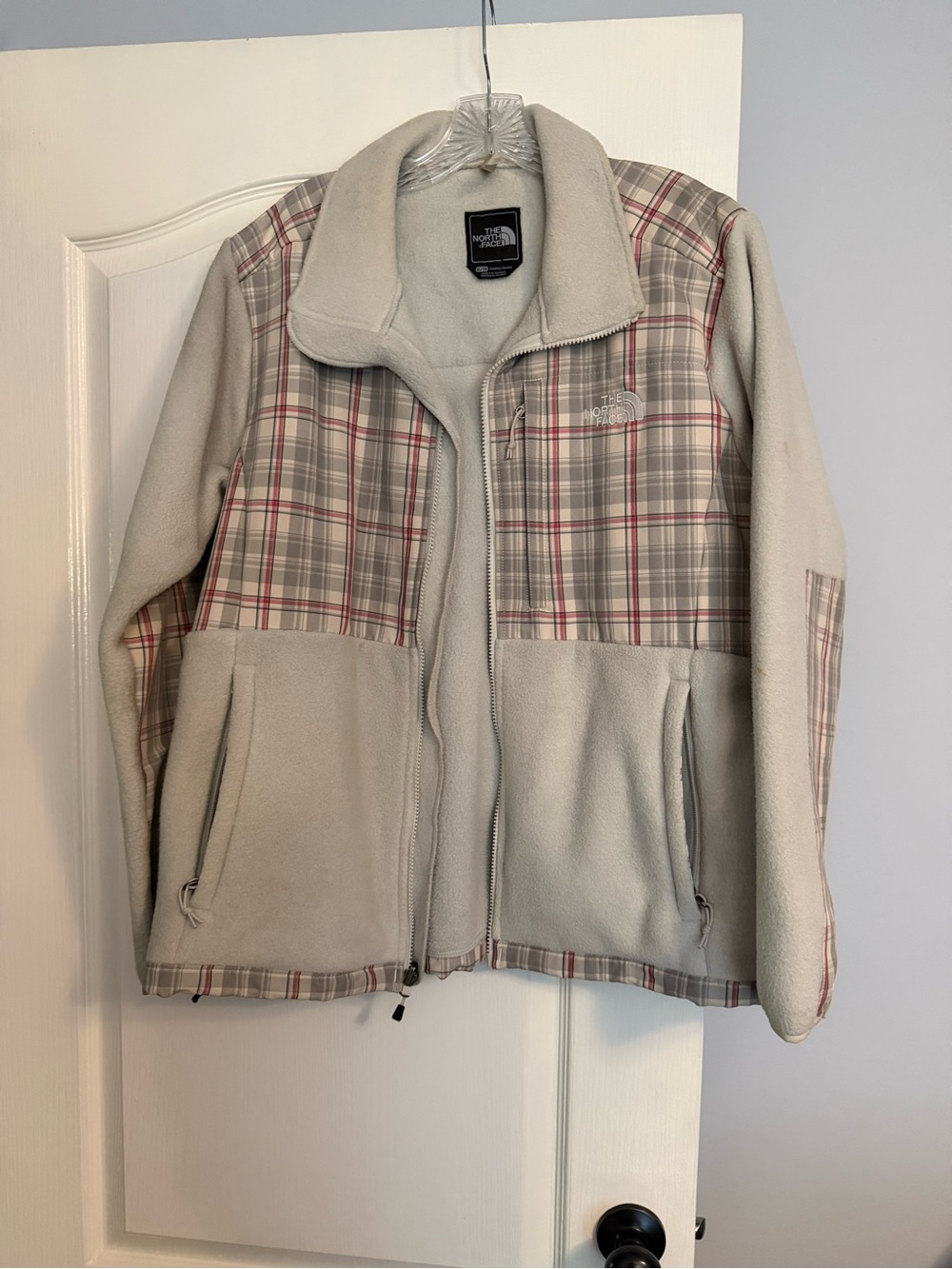 The North Face Kids Beige Cream Plaid Fleece Jacket